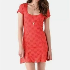 Free people Daisey Godit Fit and flare eyelet lace dress orange size S